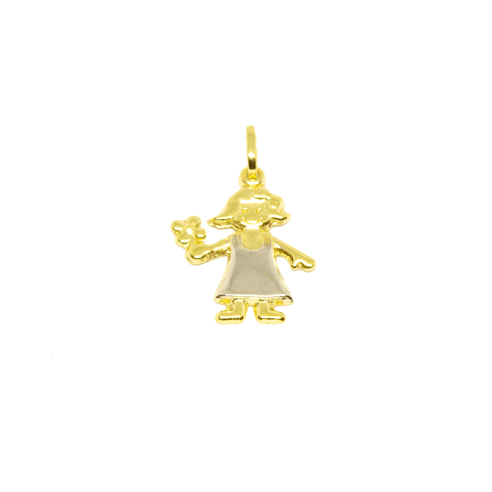 Pingente Menina Florista em Ouro 18 Kilates � 25318